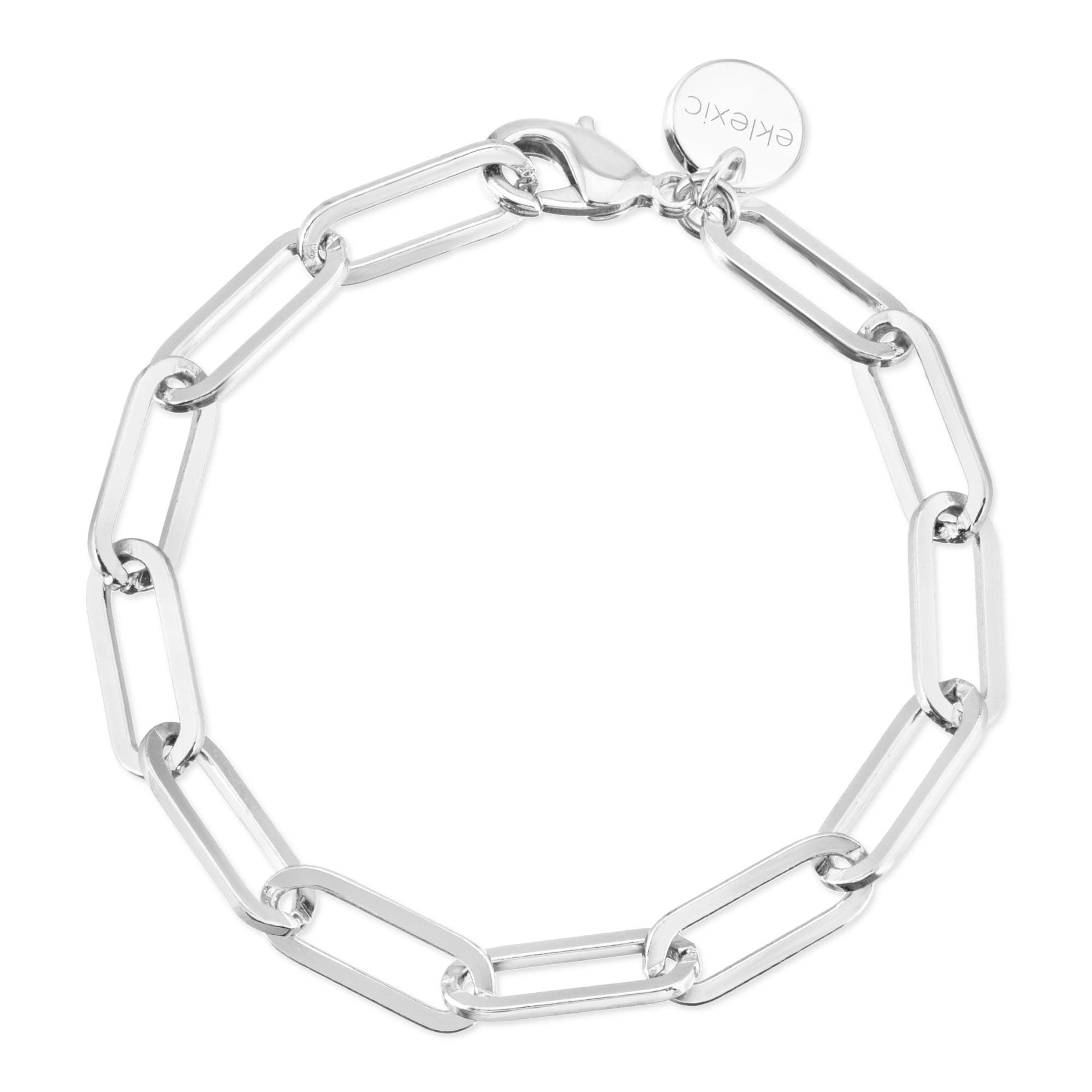Silver Large Elongated Link Chain Anklet by eklexic