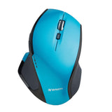 Verbatim 99019 Cordless Deluxe Blue-LED Computer Mouse, Ergonomic, 8 Buttons, 2.4 GHz (Blue)
