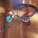 Wire Wrapped Natural Azurite Malachite Drop Vegan Cord Necklace by Alexa Martha Designs