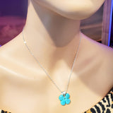 Mint Green Beaded Sterling Silver Clover Necklace by Alexa Martha Designs