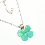 Mint Green Beaded Sterling Silver Clover Necklace by Alexa Martha Designs