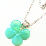 Mint Green Beaded Sterling Silver Clover Necklace by Alexa Martha Designs
