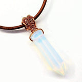 Men's Rustic Wire Wrapped Pointed Gemstone Crystal Leather Necklace by Alexa Martha Designs