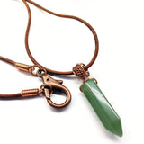 Men's Rustic Wire Wrapped Pointed Gemstone Crystal Leather Necklace by Alexa Martha Designs