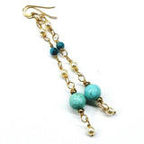 Long 14 K Gold Filled Turquoise Pearl Earrings by Alexa Martha Designs