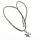 Sterling Silver Autism Awareness Puzzle Piece Leather Necklace by Alexa Martha Designs