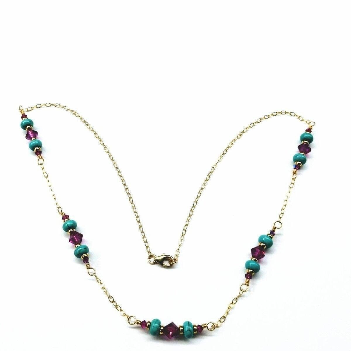 Super Dainty Wire Wrapped Gold Filled Pink Turquoise Gemstone Necklace by Alexa Martha Designs
