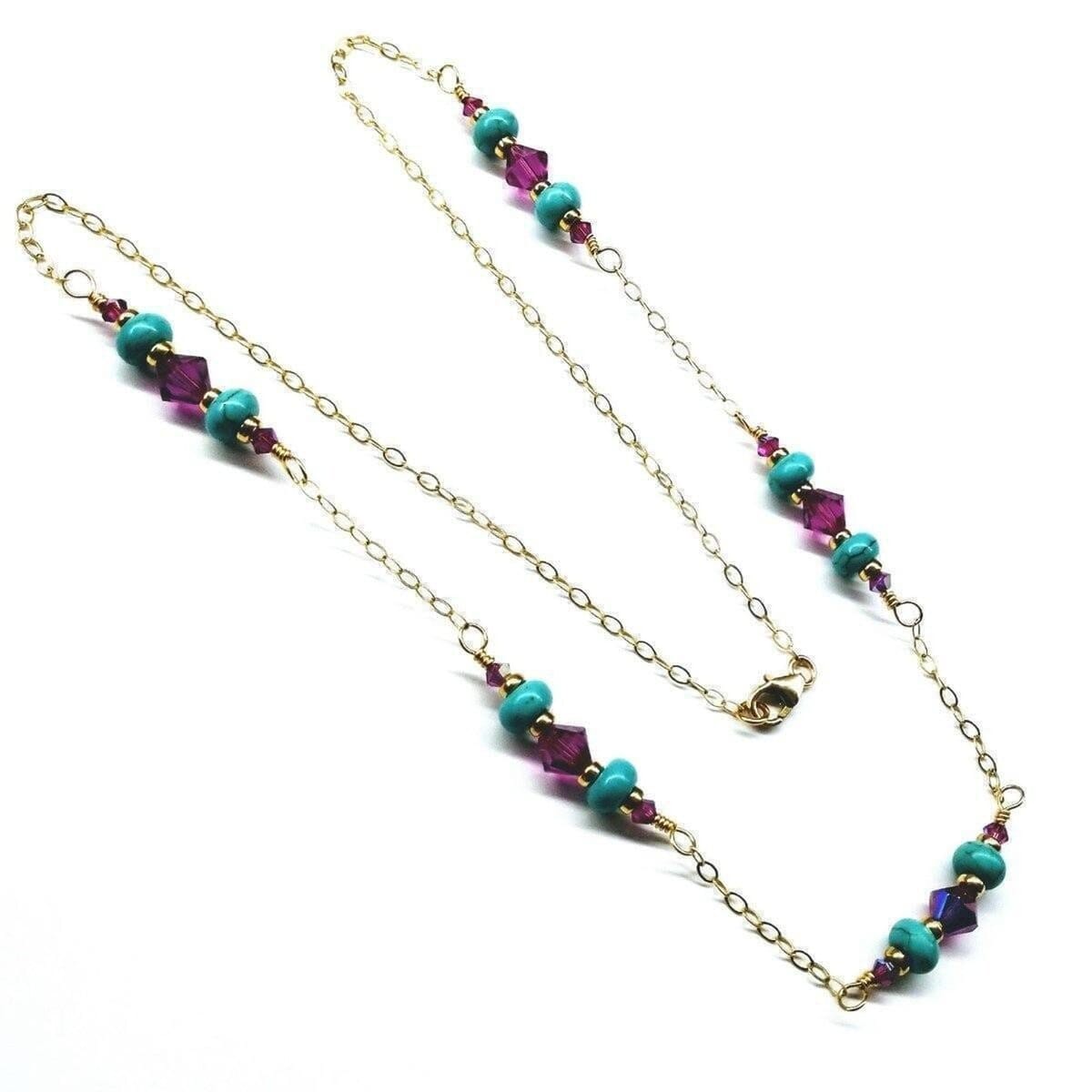 Super Dainty Wire Wrapped Gold Filled Pink Turquoise Gemstone Necklace by Alexa Martha Designs
