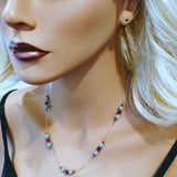 Super Dainty Wire Wrapped Gold Filled Pink Turquoise Gemstone Necklace by Alexa Martha Designs