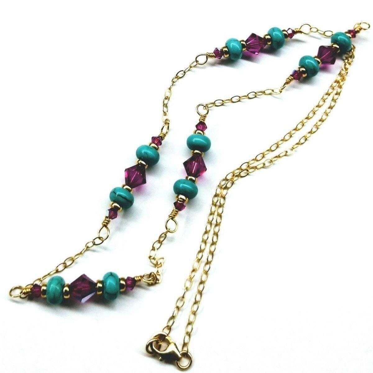 Super Dainty Wire Wrapped Gold Filled Pink Turquoise Gemstone Necklace by Alexa Martha Designs