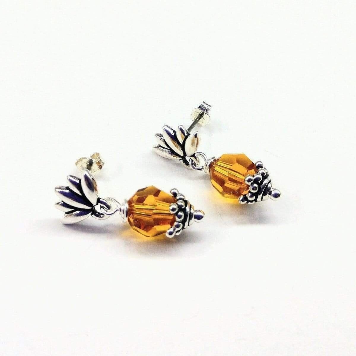 Sterling Silver Crystal Pineapple Studded Earrings by Alexa Martha Designs