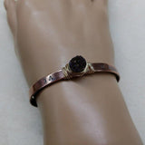 LOVE Stamped Gold Wire Wrapped Purple Druzy Copper Cuff by Alexa Martha Designs