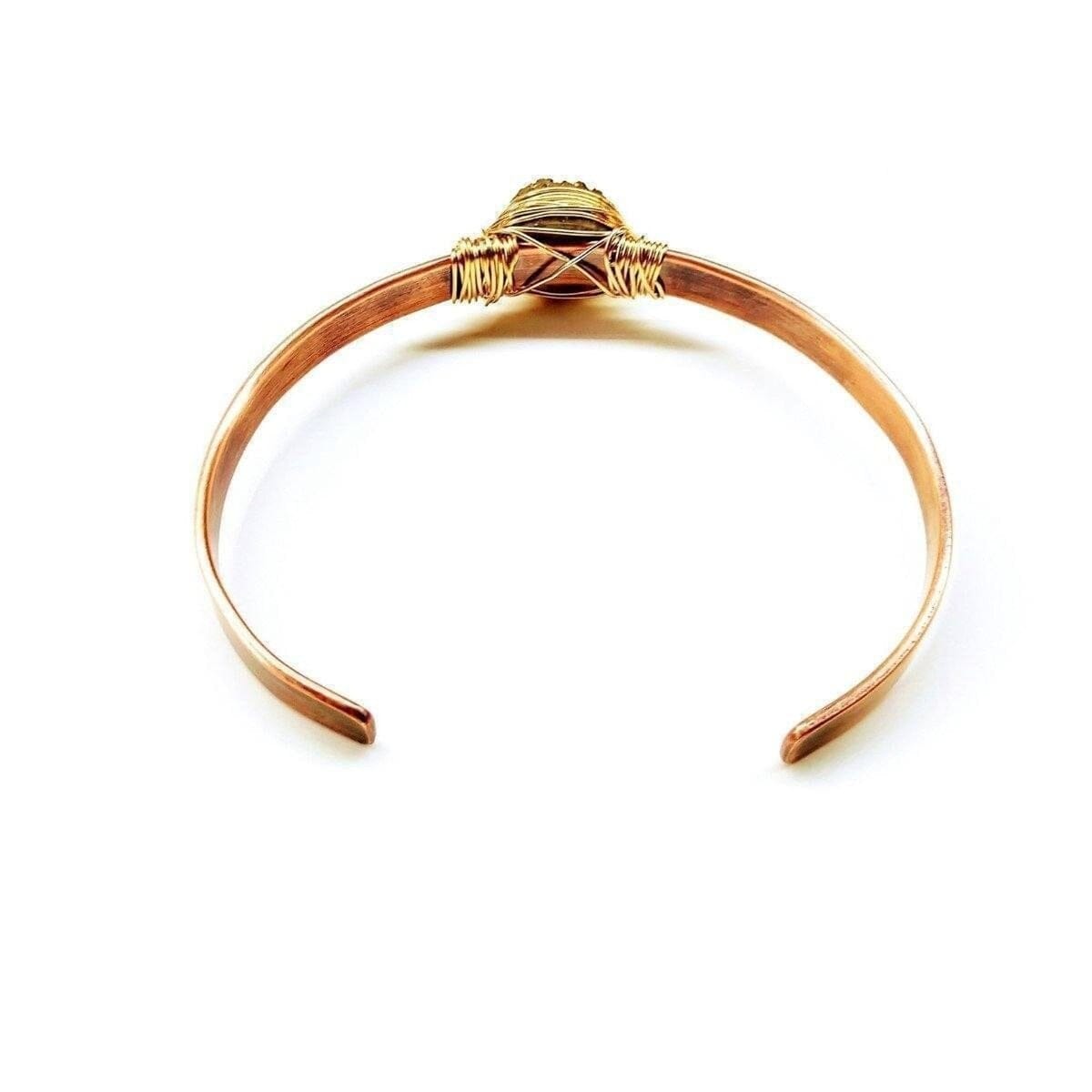 LOVE Stamped Gold Wire Wrapped Purple Druzy Copper Cuff by Alexa Martha Designs