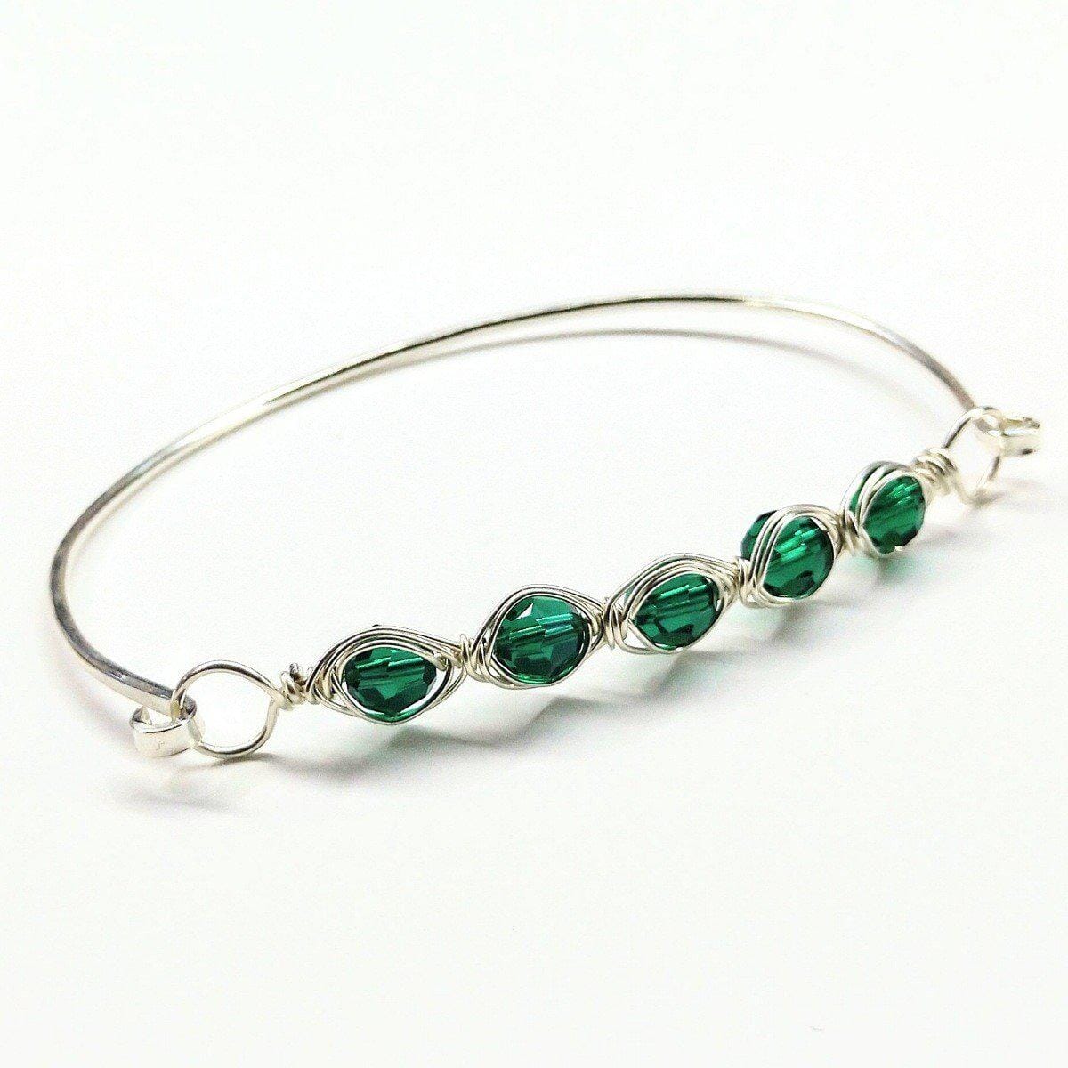 Larger Oval Shaped Swarovski Crystal Bar Bangle Bracelet by Alexa Martha Designs
