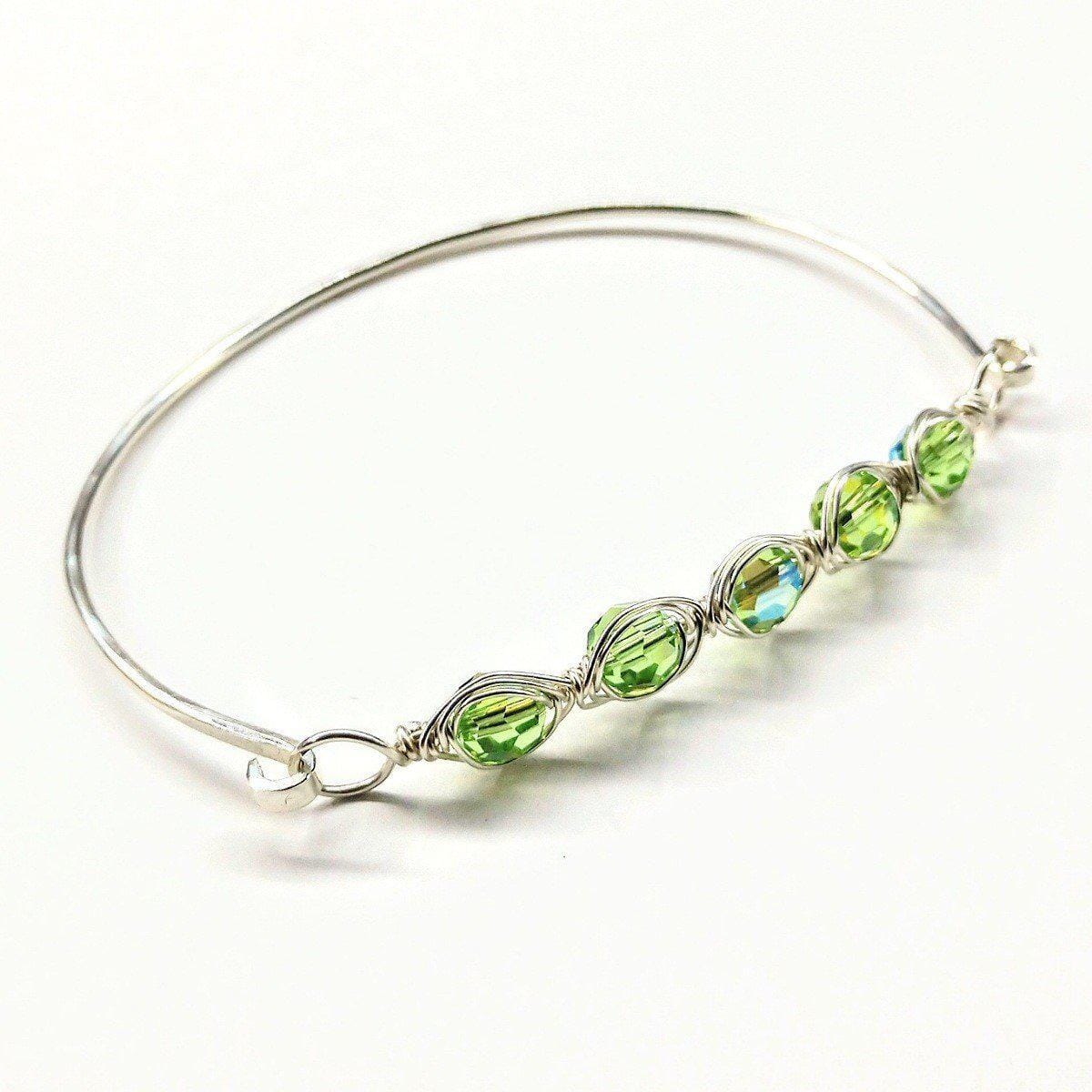 Larger Oval Shaped Swarovski Crystal Bar Bangle Bracelet by Alexa Martha Designs