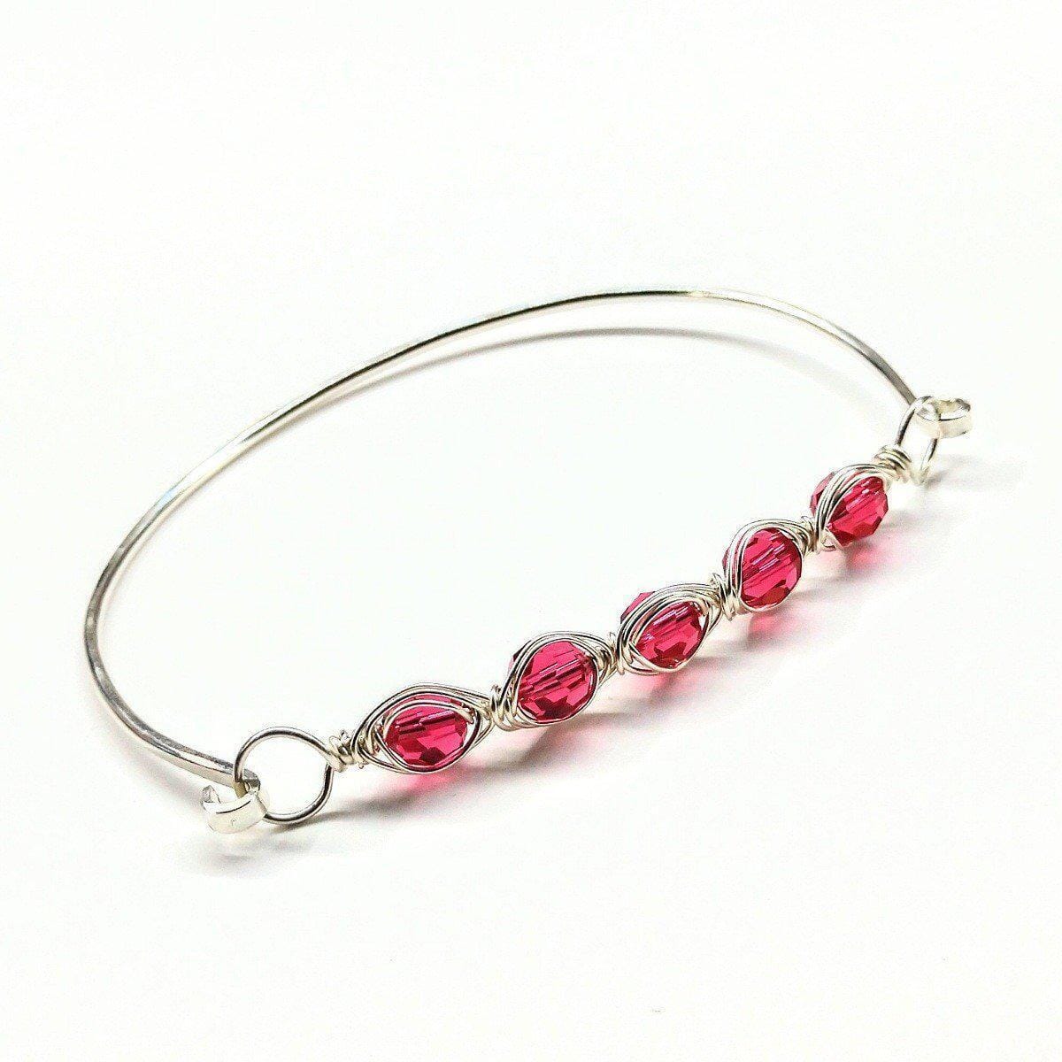 Larger Oval Shaped Swarovski Crystal Bar Bangle Bracelet by Alexa Martha Designs