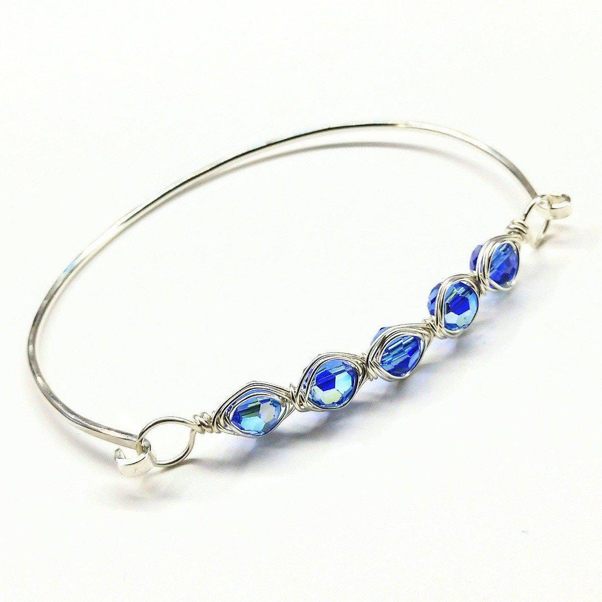 Larger Oval Shaped Swarovski Crystal Bar Bangle Bracelet by Alexa Martha Designs