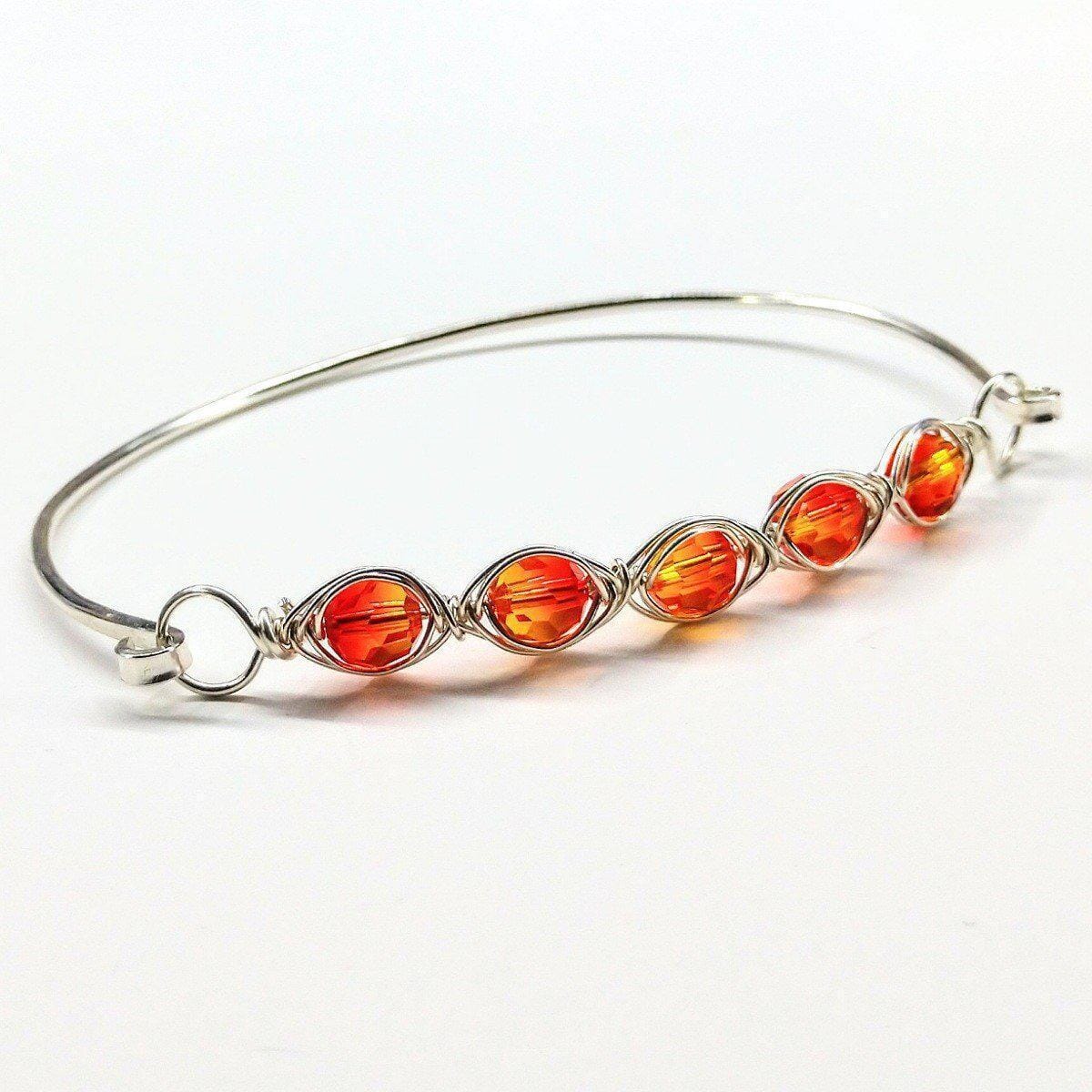 Larger Oval Shaped Swarovski Crystal Bar Bangle Bracelet by Alexa Martha Designs
