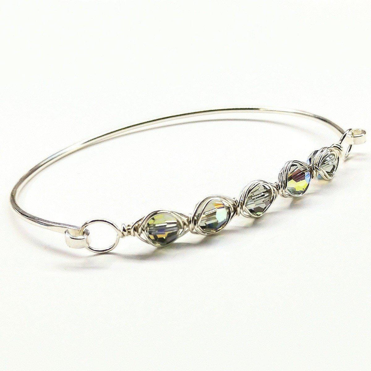 Larger Oval Shaped Swarovski Crystal Bar Bangle Bracelet by Alexa Martha Designs