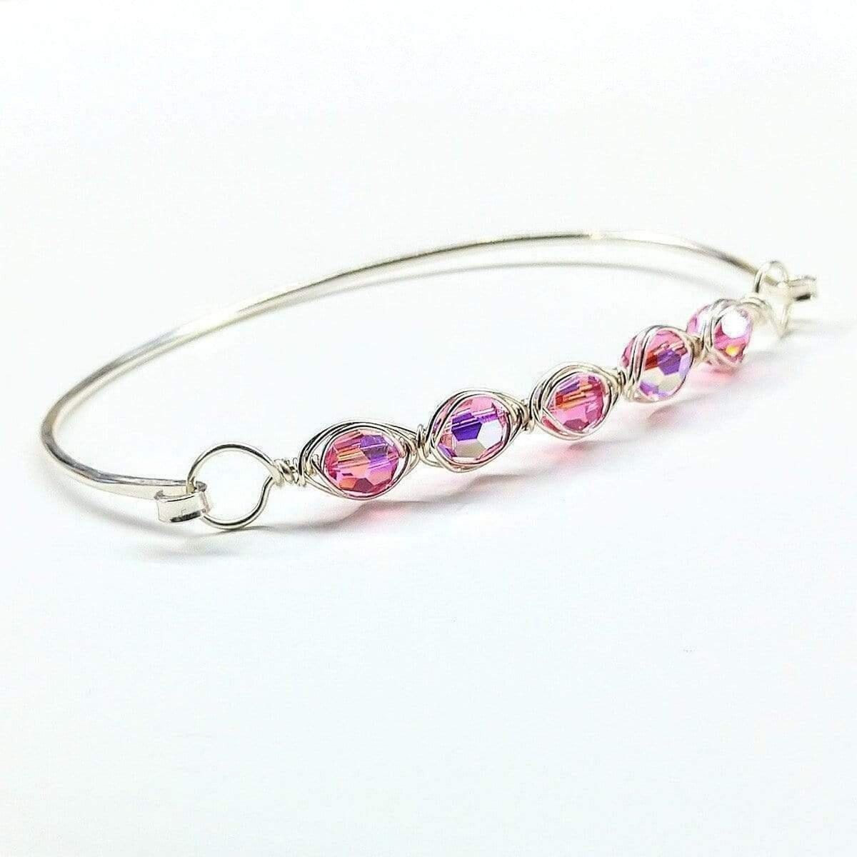 Larger Oval Shaped Swarovski Crystal Bar Bangle Bracelet by Alexa Martha Designs