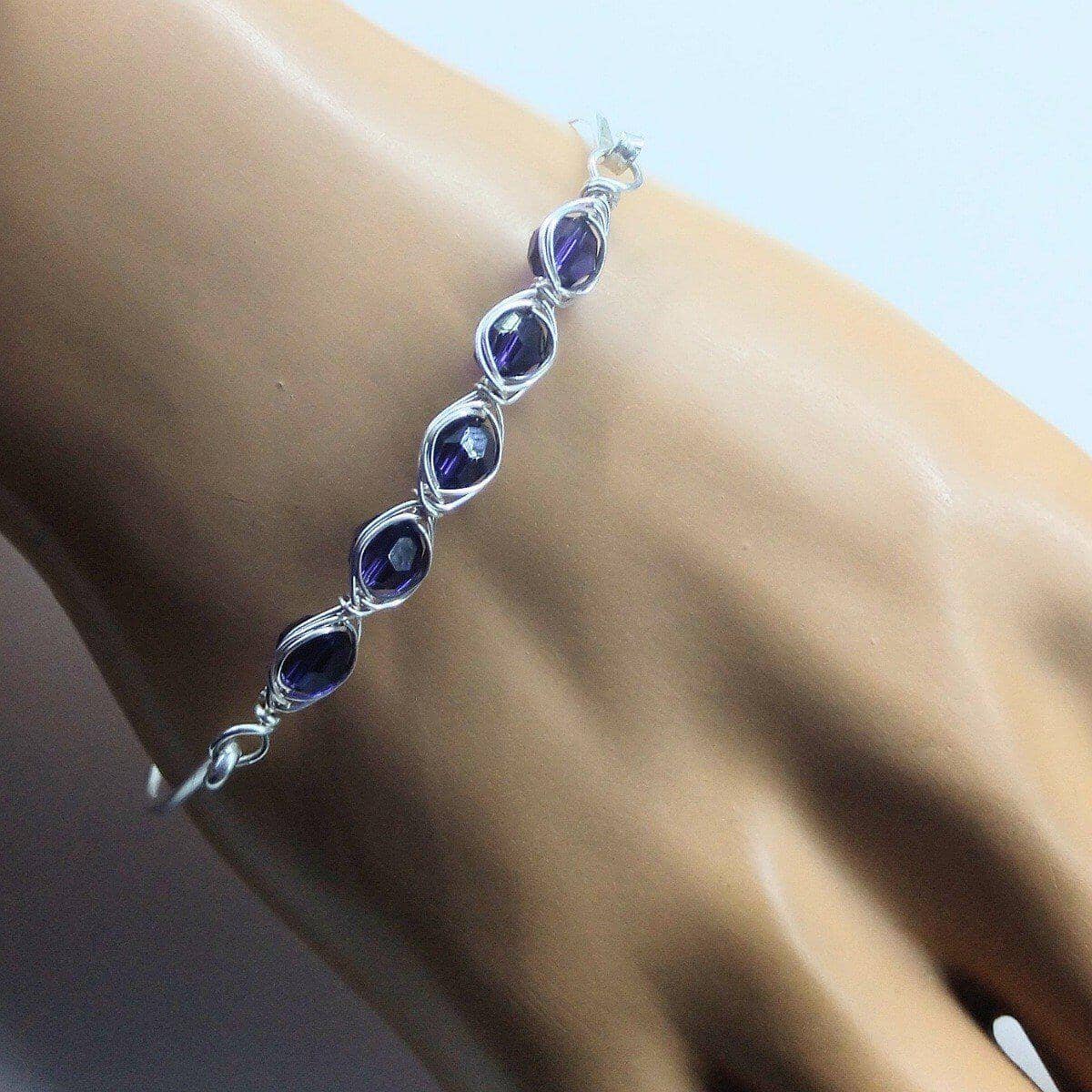 Larger Oval Shaped Swarovski Crystal Bar Bangle Bracelet by Alexa Martha Designs