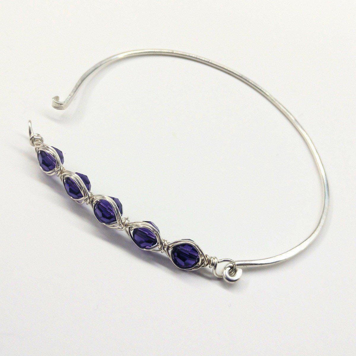 Larger Oval Shaped Swarovski Crystal Bar Bangle Bracelet by Alexa Martha Designs