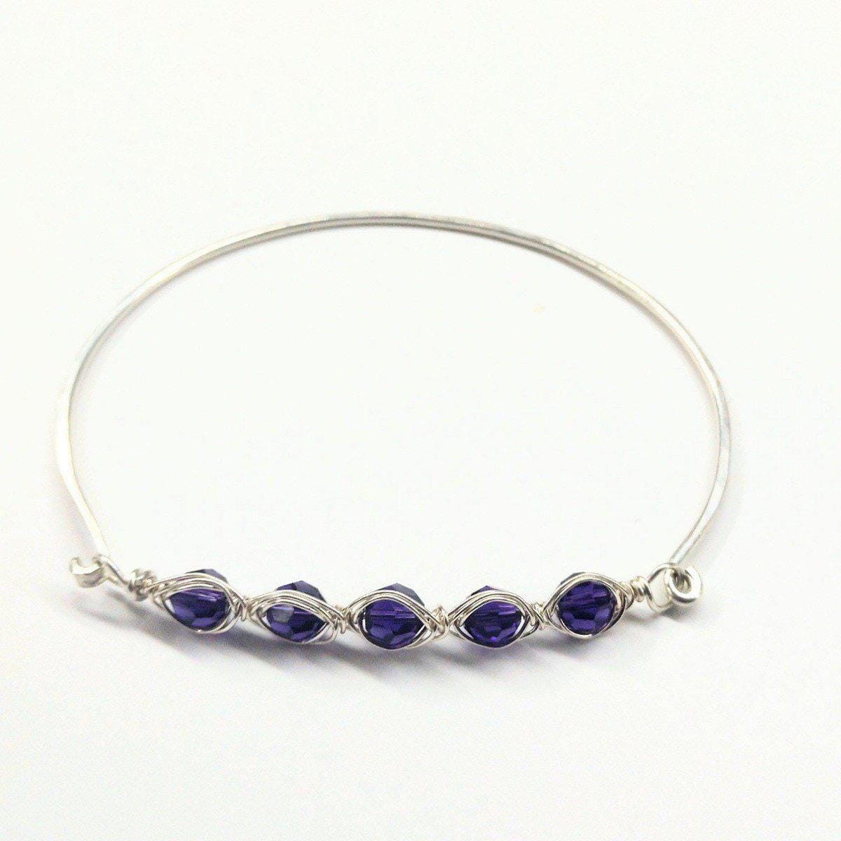 Larger Oval Shaped Swarovski Crystal Bar Bangle Bracelet by Alexa Martha Designs