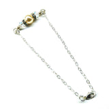 Silver Swarovski Crystal Pearl Bar Bridal Bracelet by Alexa Martha Designs