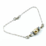 Silver Swarovski Crystal Pearl Bar Bridal Bracelet by Alexa Martha Designs