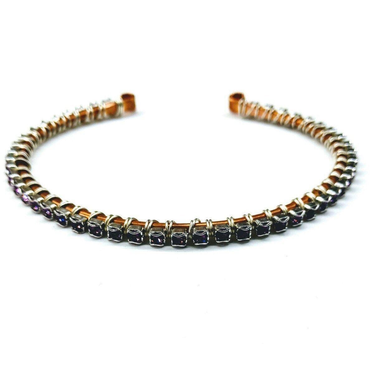 Wire Wrapped Amethyst Crystal Tennis Bracelet Bangle by Alexa Martha Designs