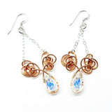 Wire Sculpted Crystal Drop Chandelier Angel Wing Earrings by Alexa Martha Designs