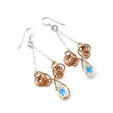 Wire Sculpted Crystal Drop Chandelier Angel Wing Earrings by Alexa Martha Designs