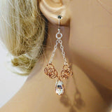 Wire Sculpted Crystal Drop Chandelier Angel Wing Earrings by Alexa Martha Designs