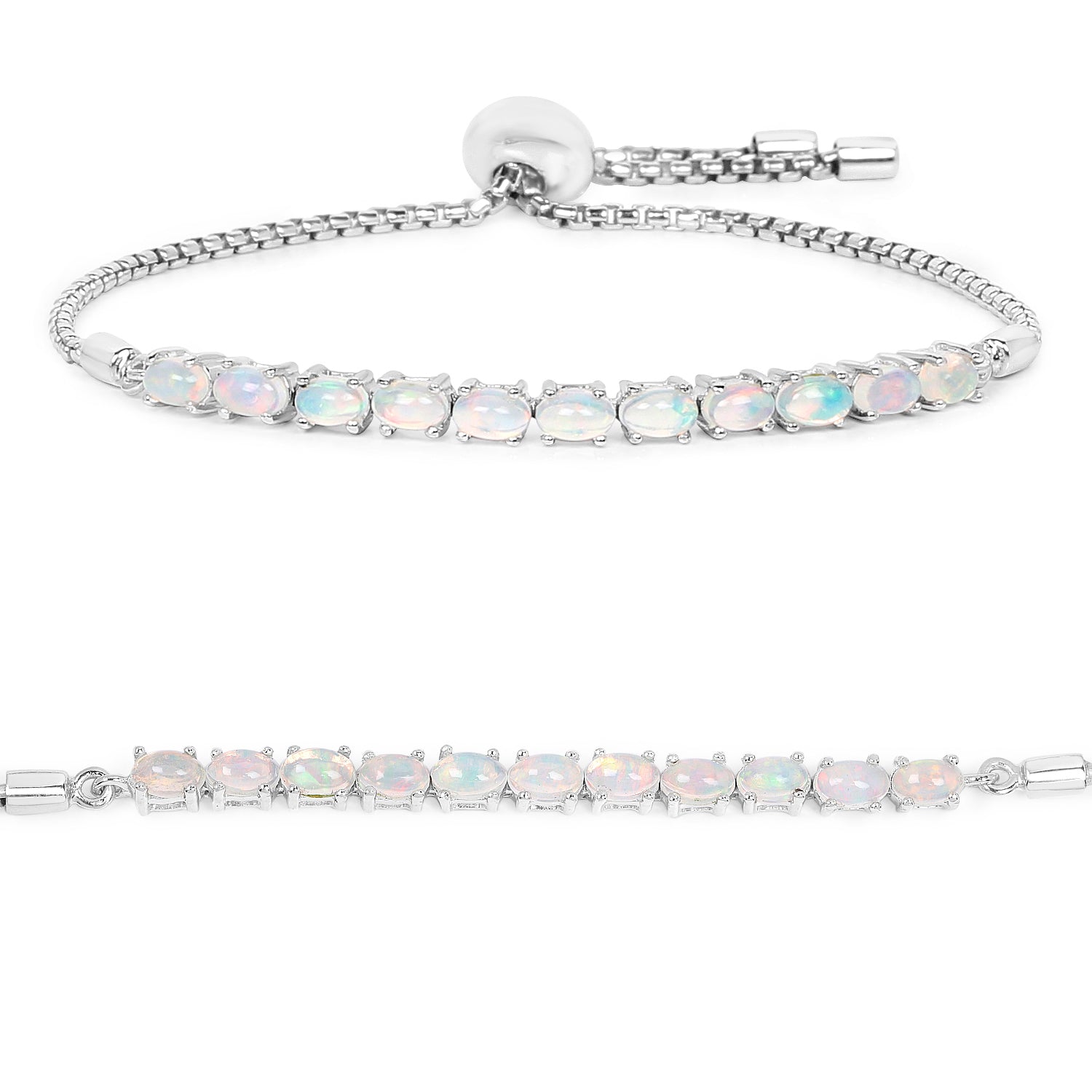 1.65 ct Genuine Ethiopian Opal Sterling Silver Bracelet