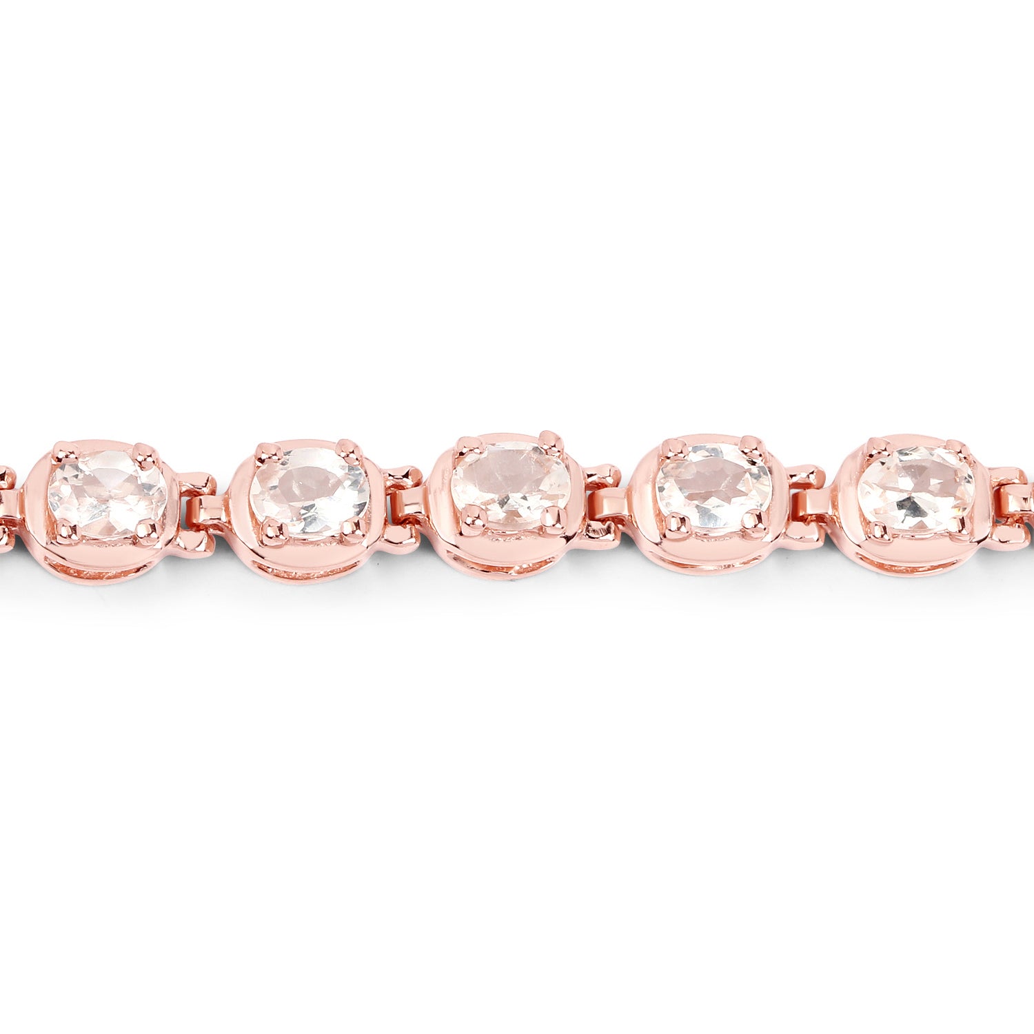 14K Rose Gold Plated 3.90 ct Genuine Morganite .925 Sterling Silver Bracelet