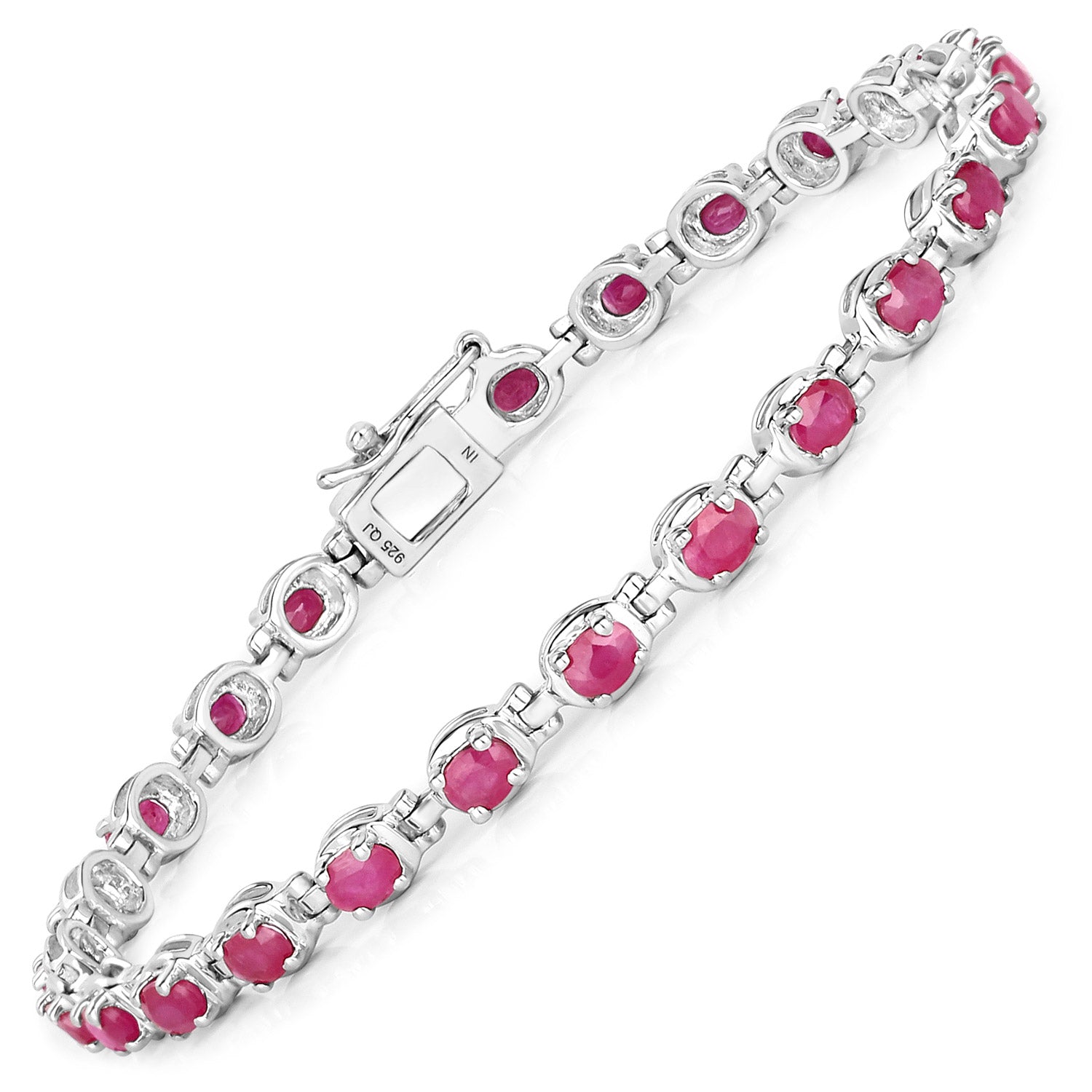 5.50 Carat Genuine Ruby .925 Sterling Silver Bracelet
