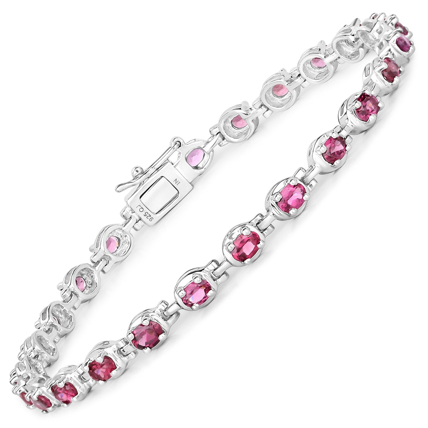 5.25 Carat Genuine Rhodolite .925 Sterling Silver Bracelet