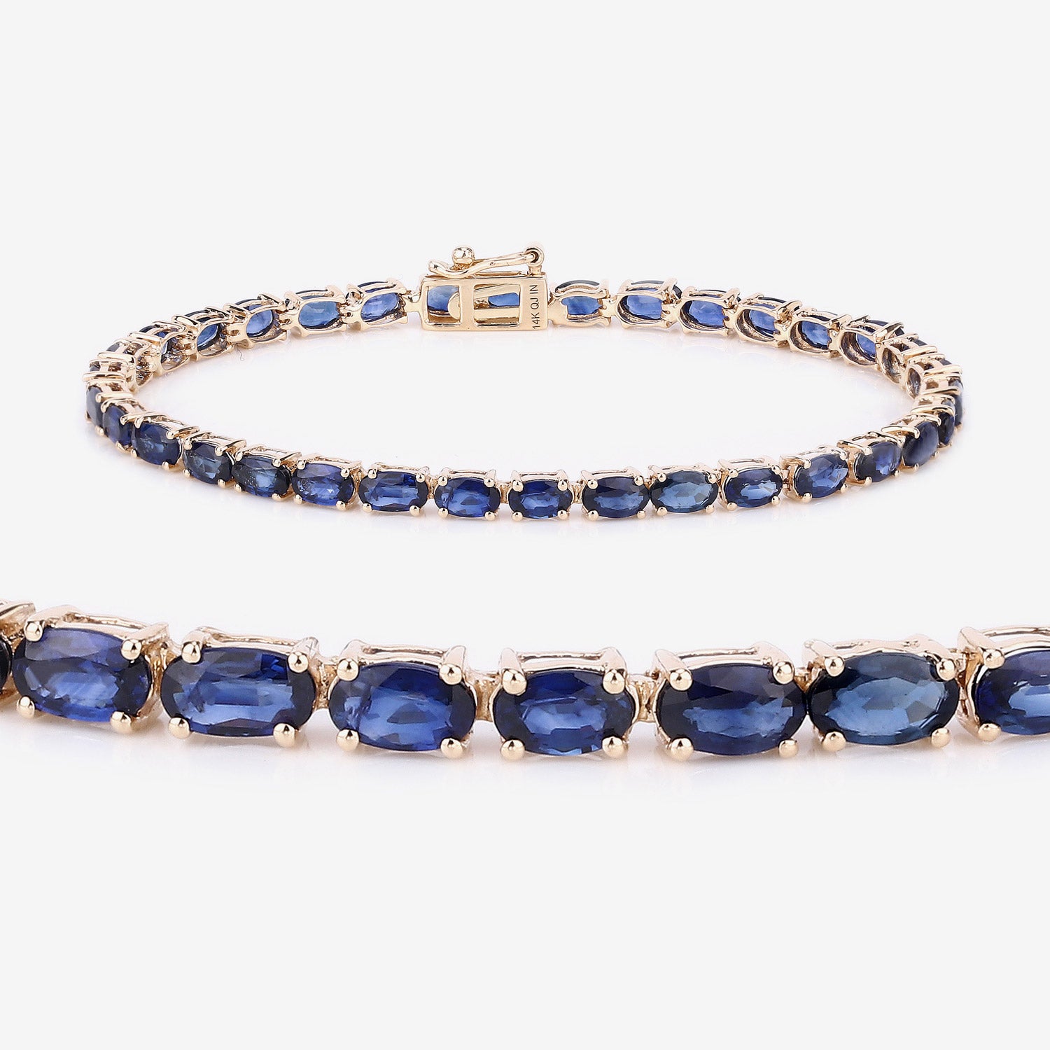7.48 ct Genuine Blue Sapphire 14K Yellow Gold Bracelet