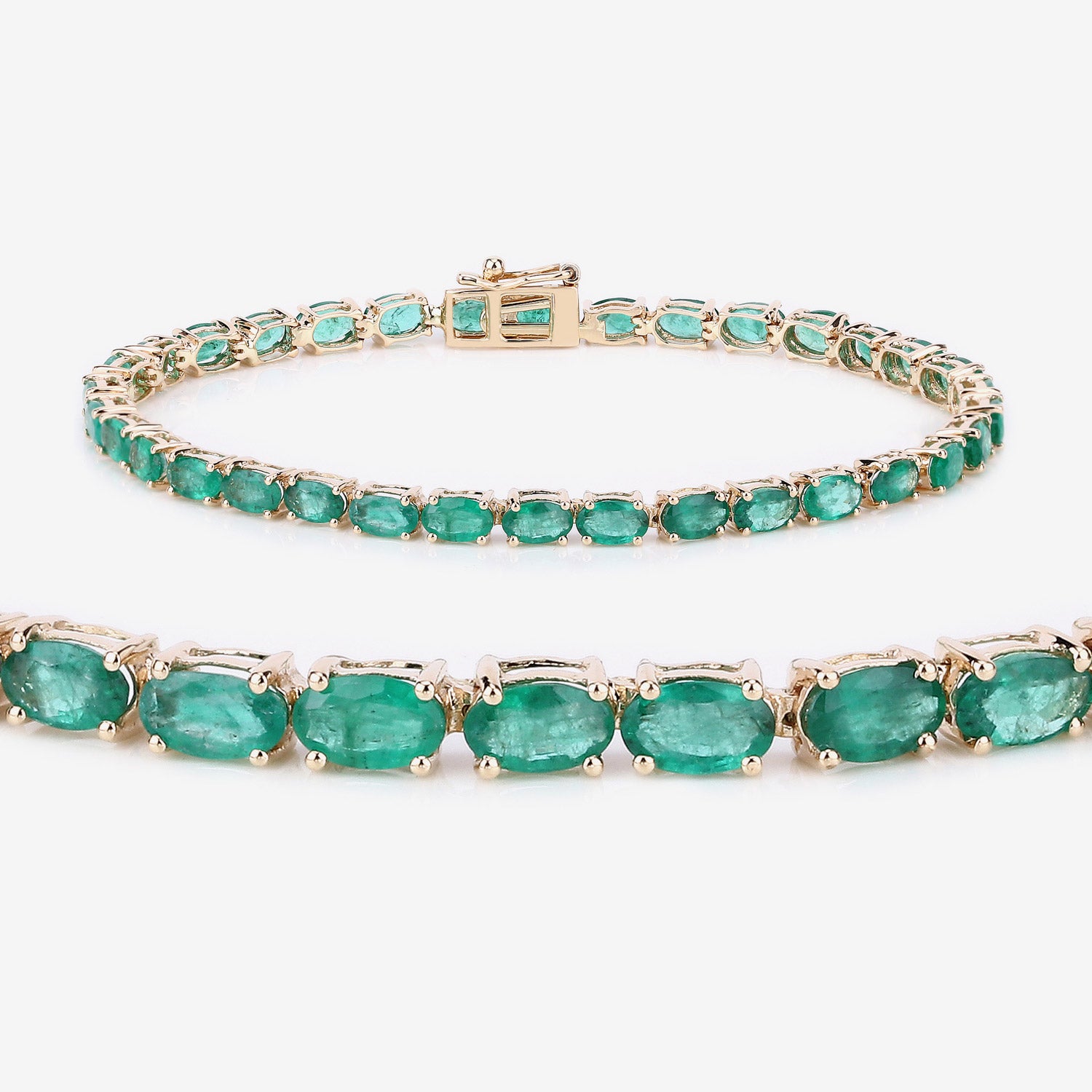 6.46 ct Genuine Zambian Emerald 14K Yellow Gold Bracelet