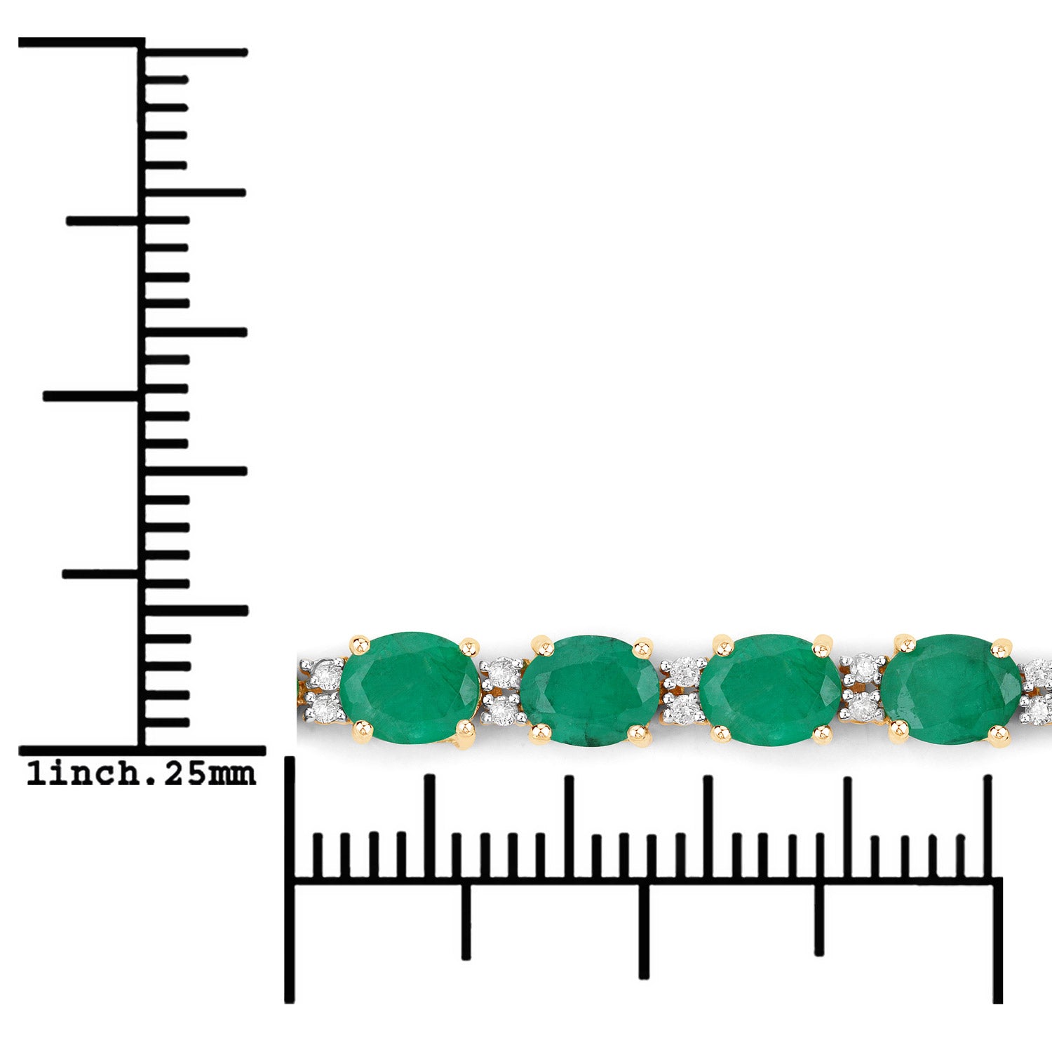 8.35 ct Genuine Zambian Emerald and White Diamond 14K Yellow Gold Bracelet