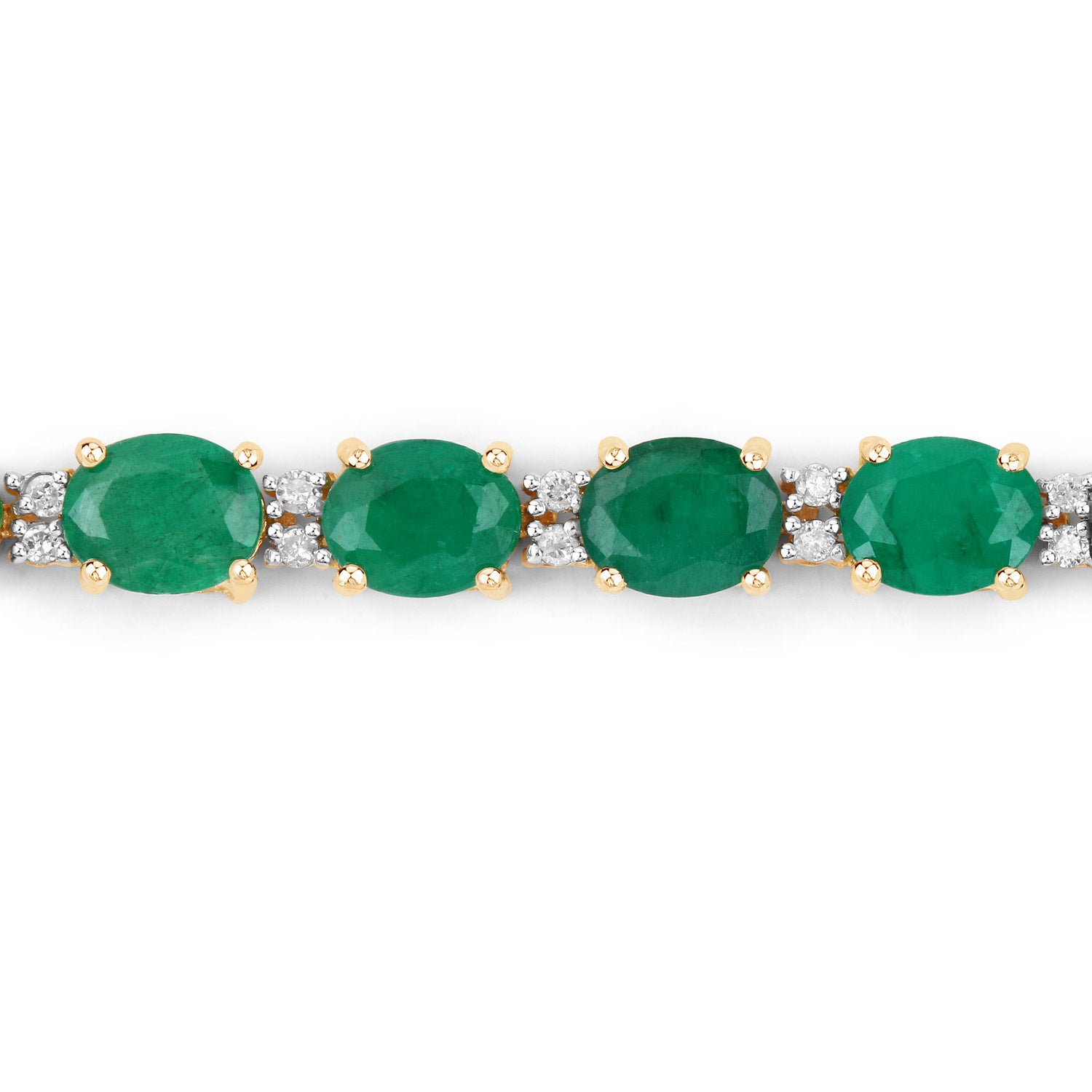 8.35 ct Genuine Zambian Emerald and White Diamond 14K Yellow Gold Bracelet