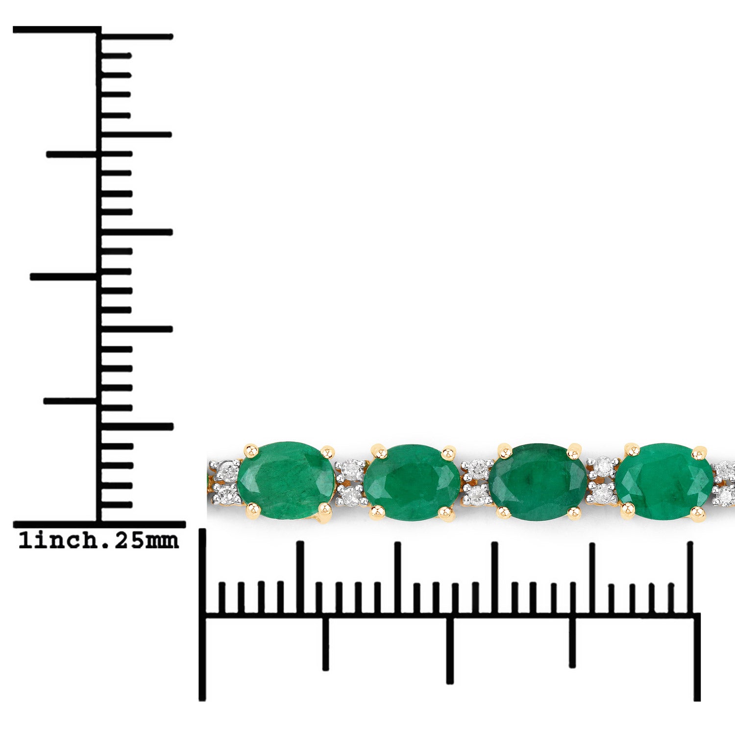 8.35 ct Genuine Zambian Emerald and White Diamond 14K Yellow Gold Bracelet