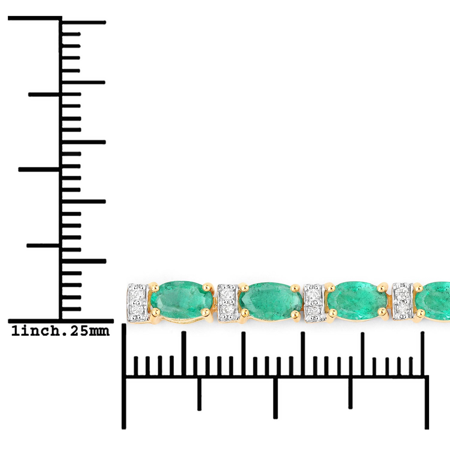 4.98 ct Genuine Zambian Emerald and White Diamond 14K Yellow Gold Bracelet