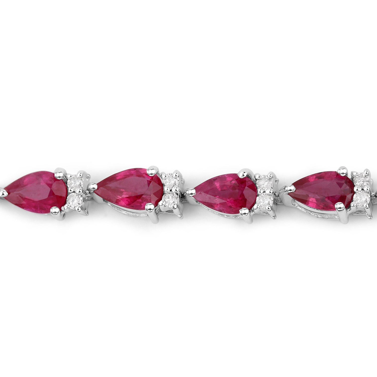 6.65 ct. Genuine Ruby and White Diamond 14K White Gold Bracelet