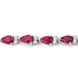 6.65 ct. Genuine Ruby and White Diamond 14K White Gold Bracelet