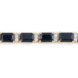 12.77 ct Genuine Blue Sapphire and White Diamond 14K Yellow Gold Bracelet