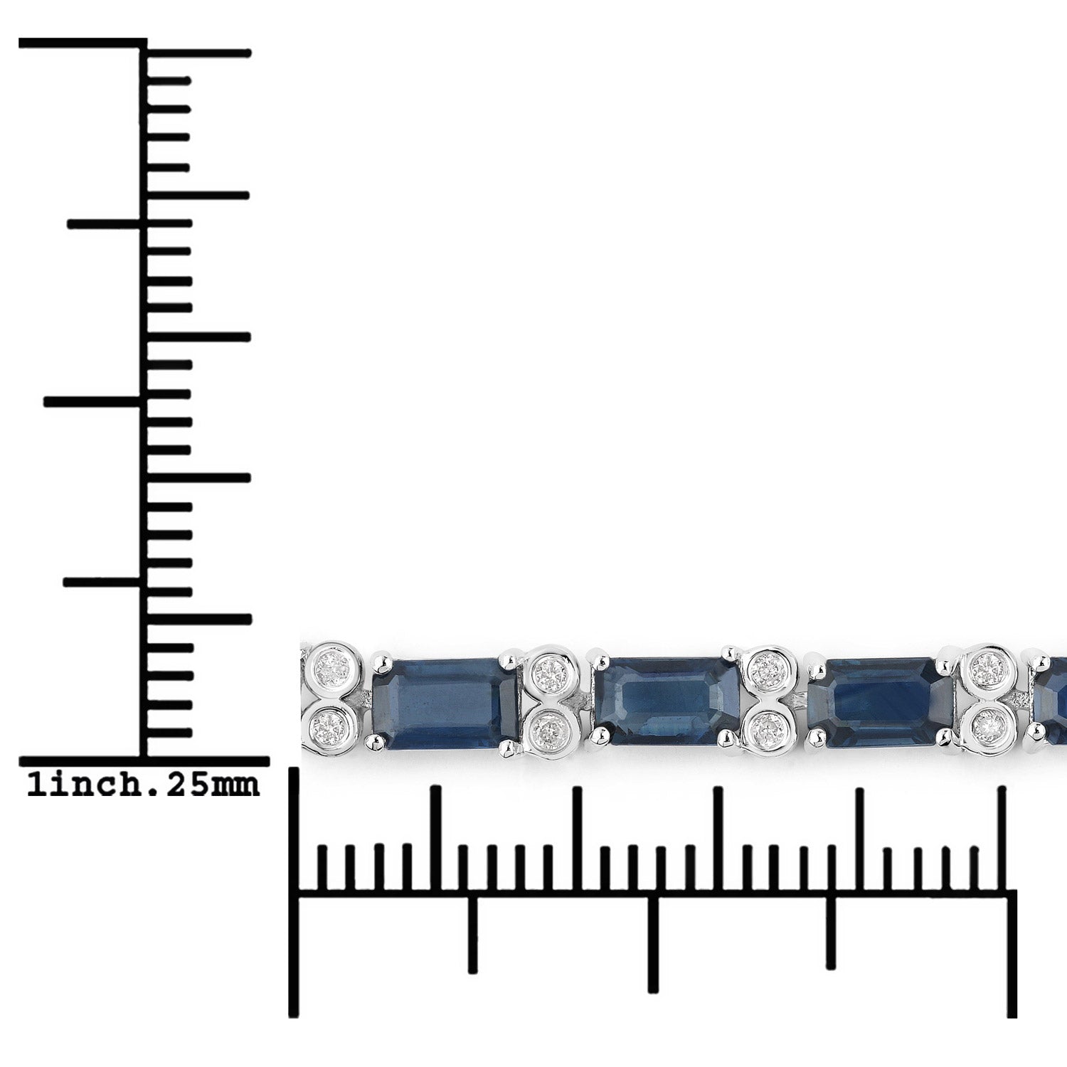 9.57 ct. Genuine Blue Sapphire and White Diamond 14K White Gold Bracelet