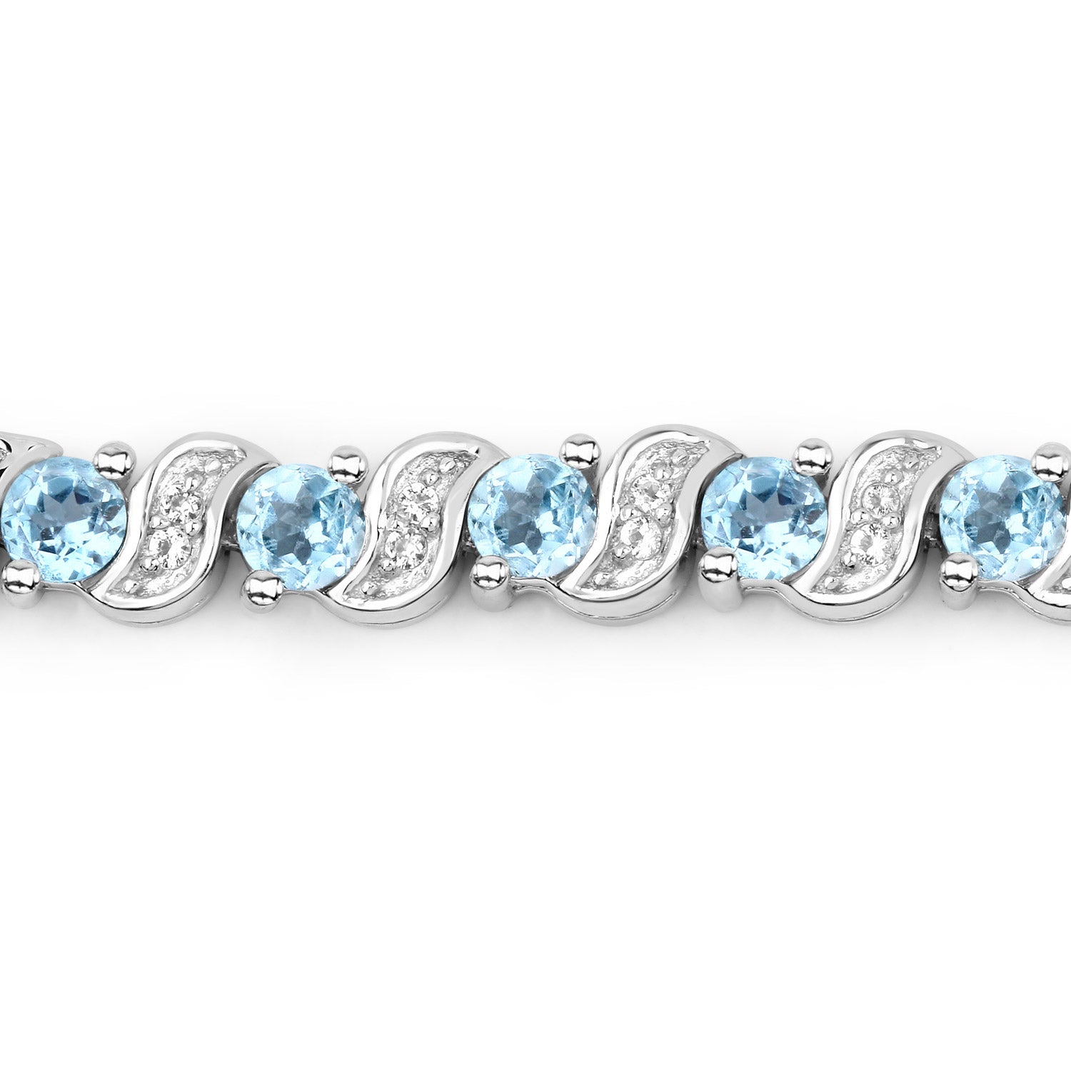 1.16 Carat Genuine Swiss Blue Topaz and White Topaz .925 Sterling Silver Bracelet