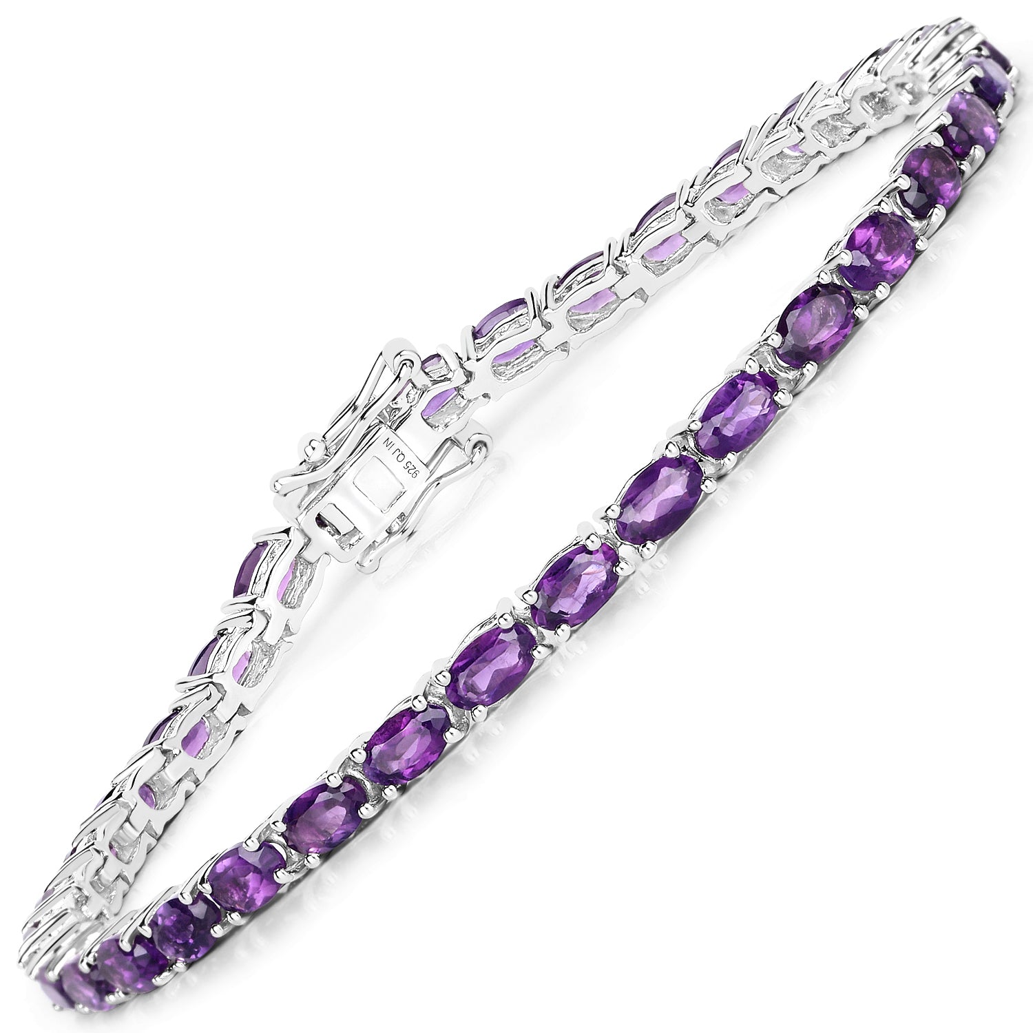 6.48 ct. Genuine Amethyst .925 Sterling Silver Bracelet