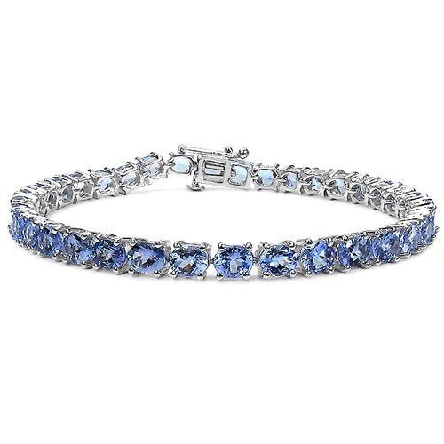 11.88 Carat Genuine Tanzanite .925 Sterling Silver Bracelet